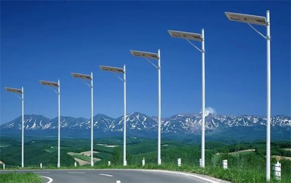 New rural solar LED street light installation of three points!